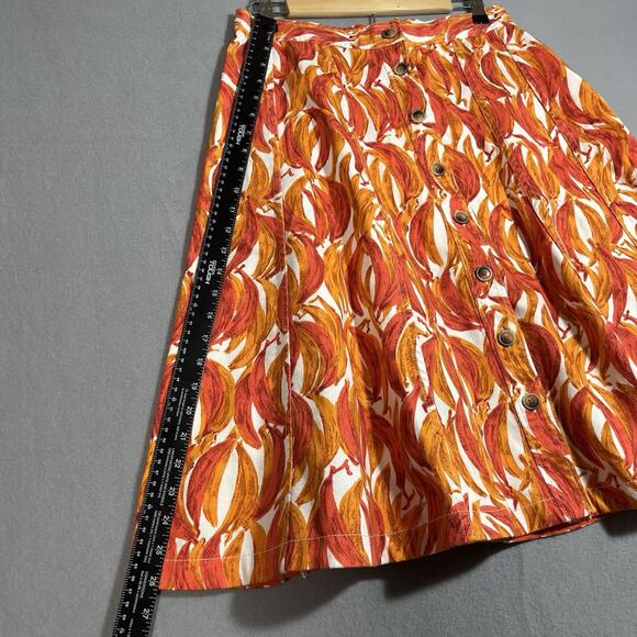 Maeve by Anthropologie Banana Grove Denim Midi Skirt Orange Size 10 Button - Picture 4 of 11